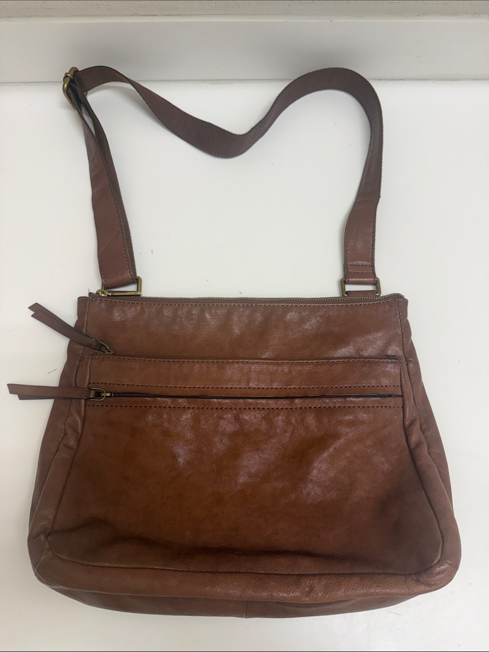 Fossill Brown Leather Crossbody Bag - Everyday Women’s Shoulder Bag